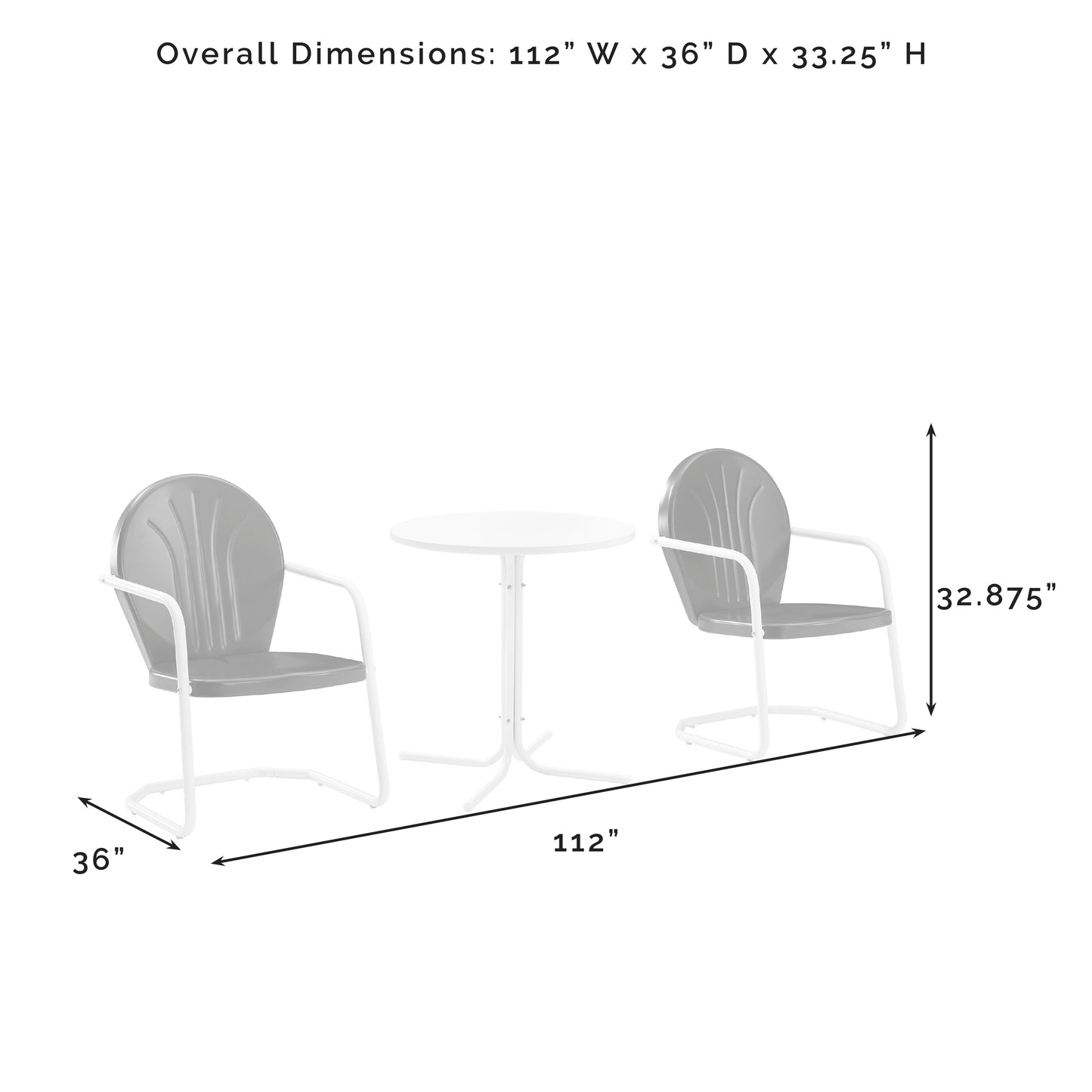 Griffith 3Pc Outdoor Metal Bistro Set White Gloss/White Satin - Bistro Table & 2 Chairs