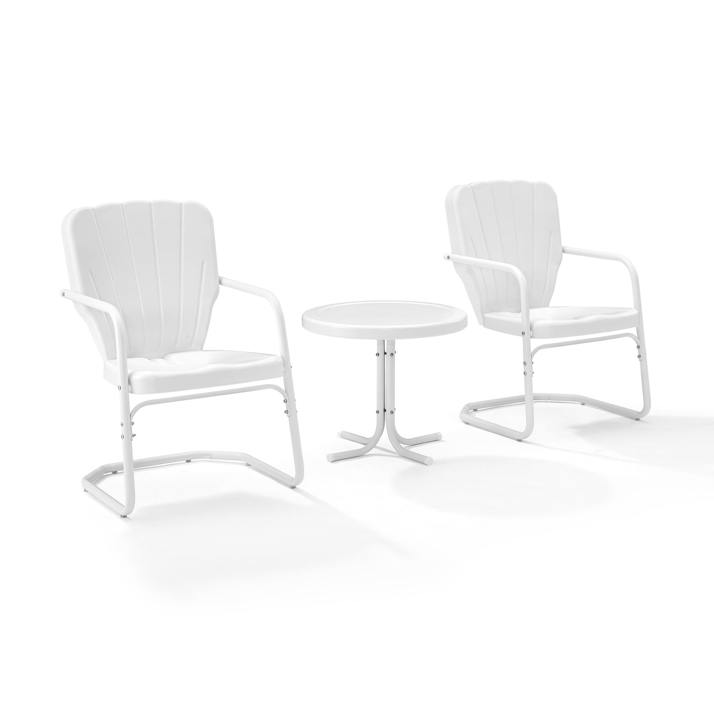 Ridgeland 3Pc Outdoor Metal Armchair Set White - Side Table & 2 Chairs