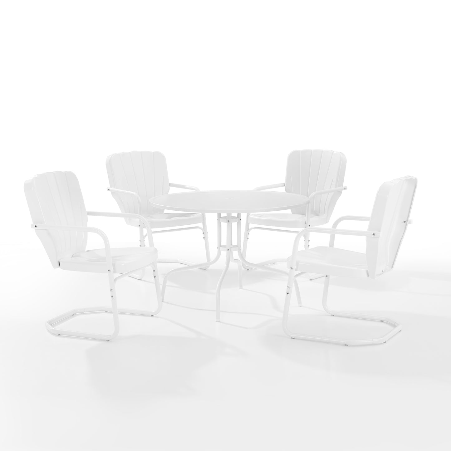 Ridgeland 5Pc Outdoor Metal Dining Set White Gloss /White Satin - Dining Table & 4 Chairs