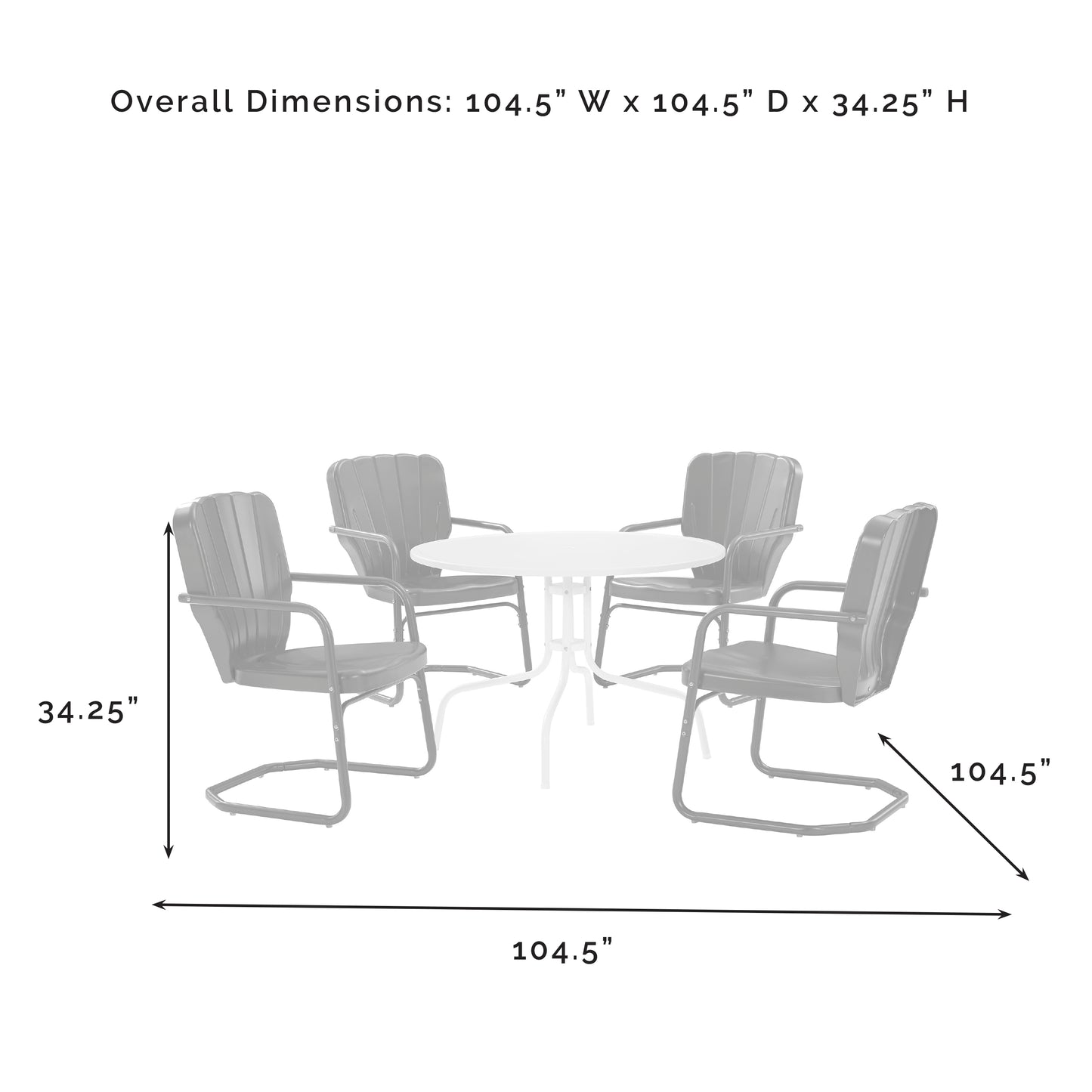 Ridgeland 5Pc Outdoor Metal Dining Set White Gloss /White Satin - Dining Table & 4 Chairs