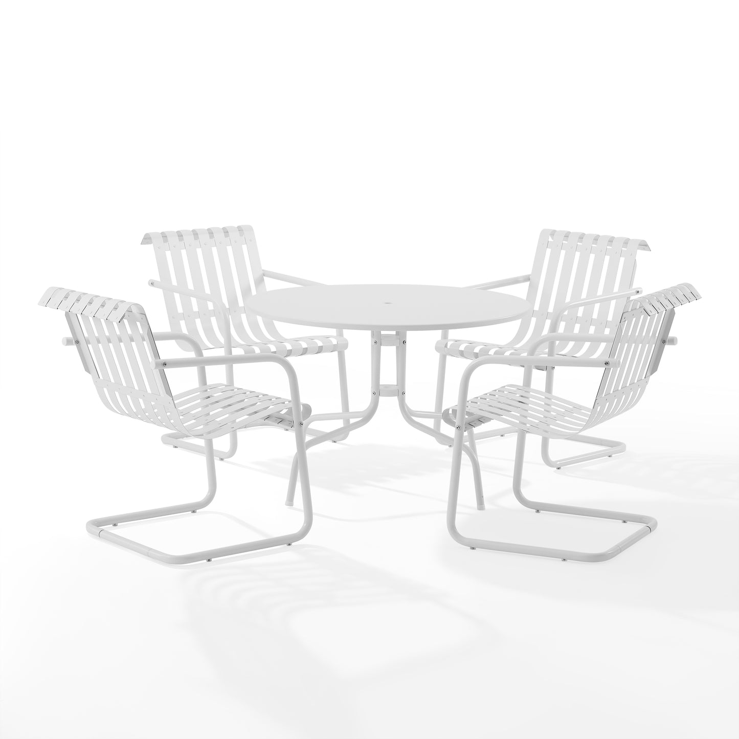 Gracie 5Pc Outdoor Metal Dining Set White Satin - Dining Table & 4 Armchairs