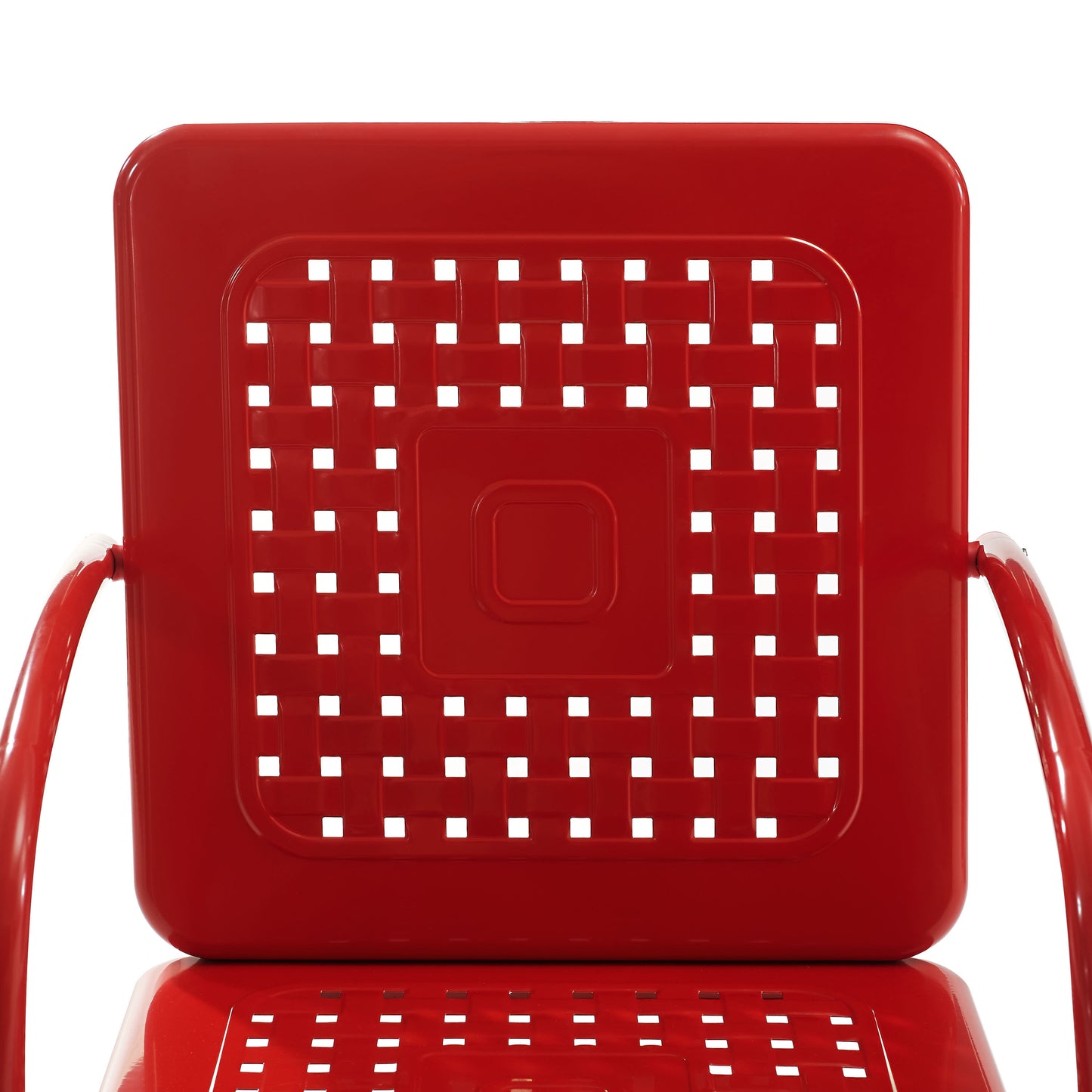 Bates 3Pc Outdoor Metal Armchair Set Bright Red Gloss - Side Table & 2 Armchairs