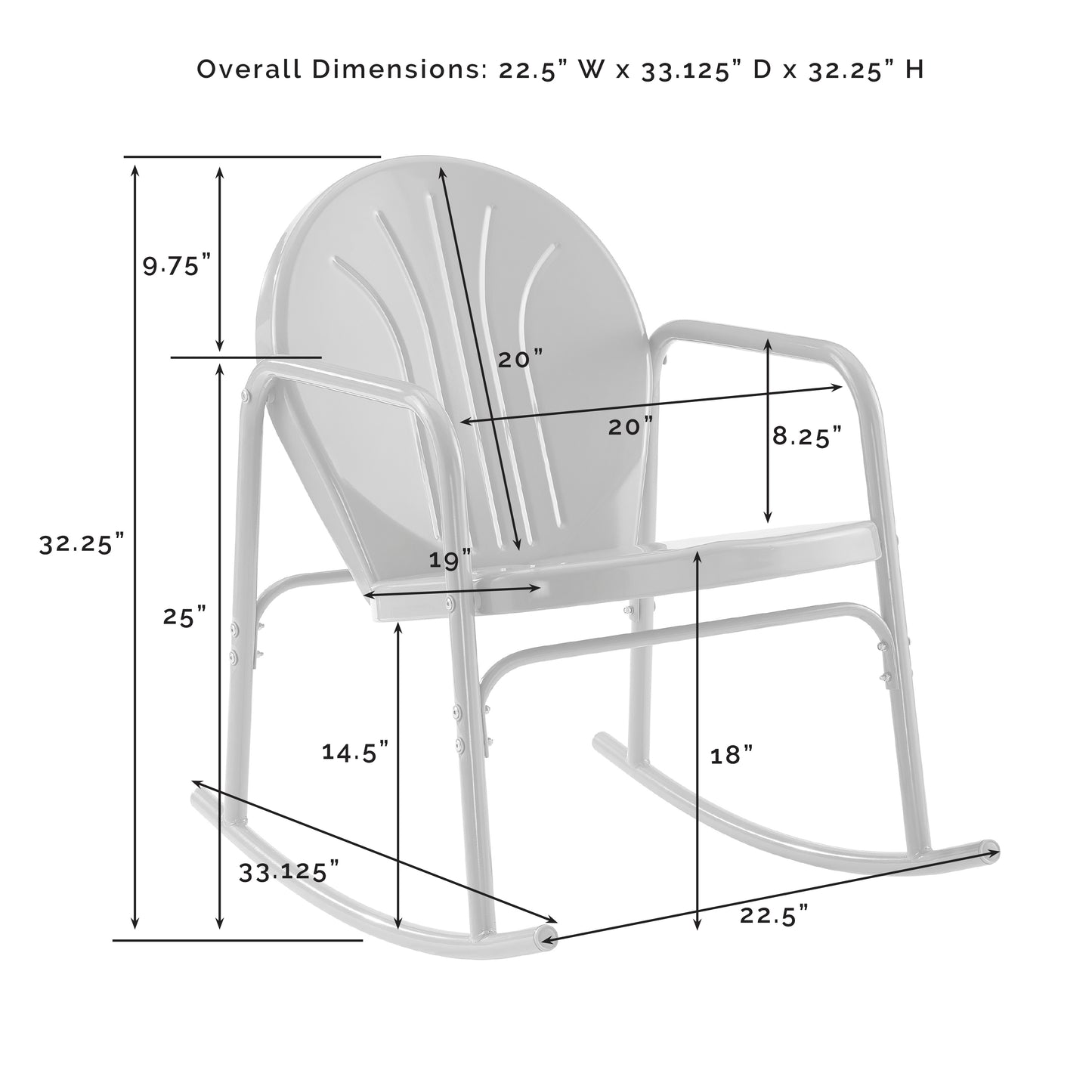 Griffith 3Pc Outdoor Metal Rocking Chair Set Key Lime Gloss - Side Table & 2 Rocking Chairs