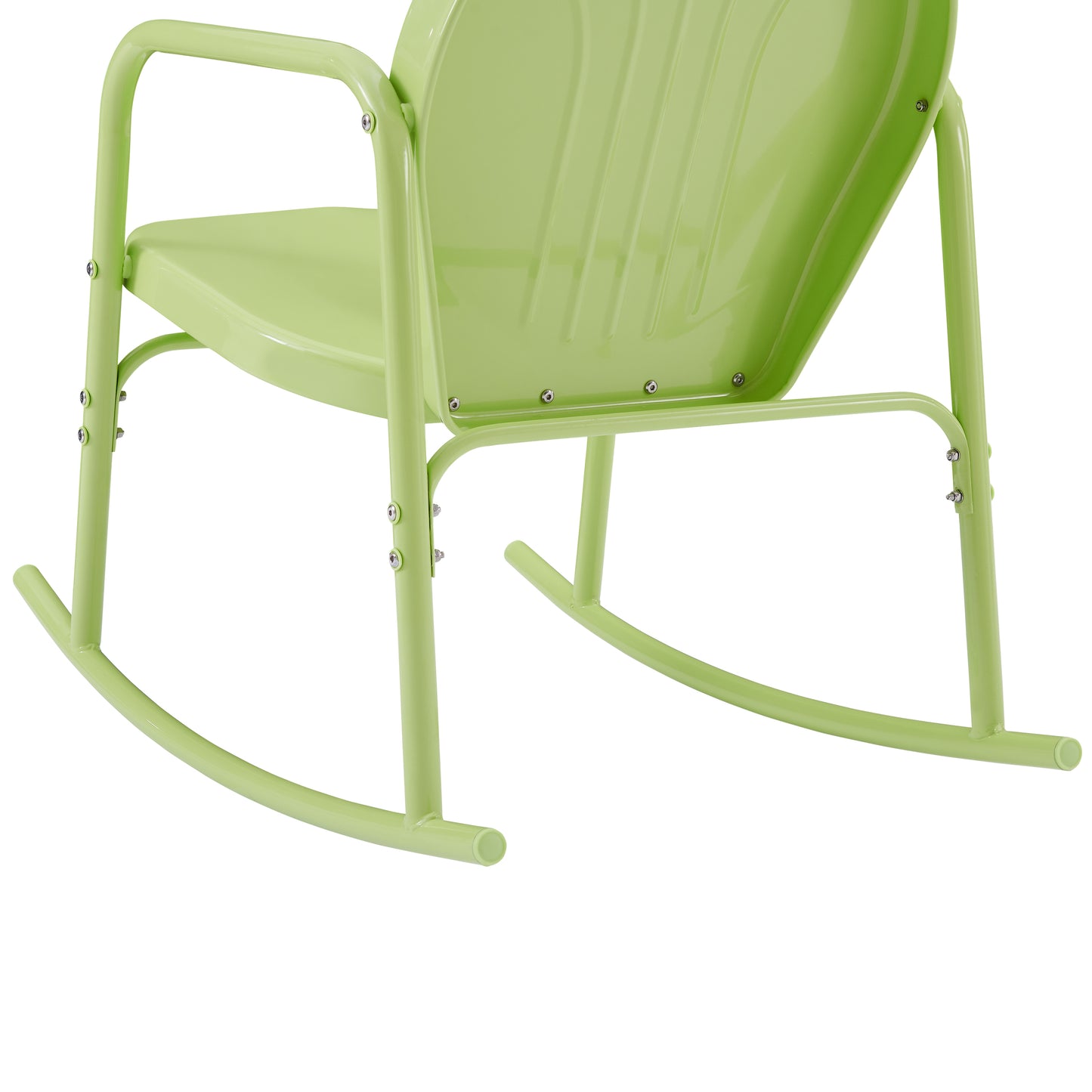 Griffith 3Pc Outdoor Metal Rocking Chair Set Key Lime Gloss - Side Table & 2 Rocking Chairs