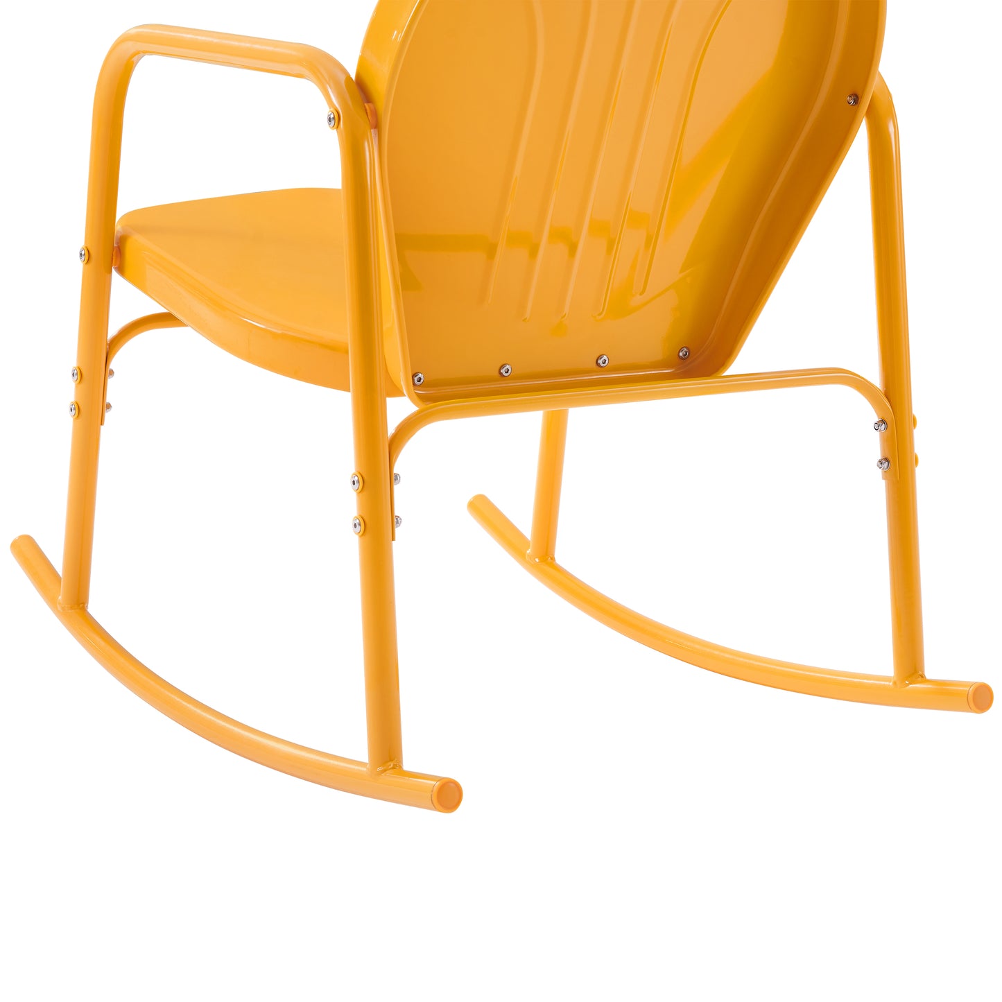 Griffith 3Pc Outdoor Metal Rocking Chair Set Tangerine Gloss - Side Table & 2 Rocking Chairs