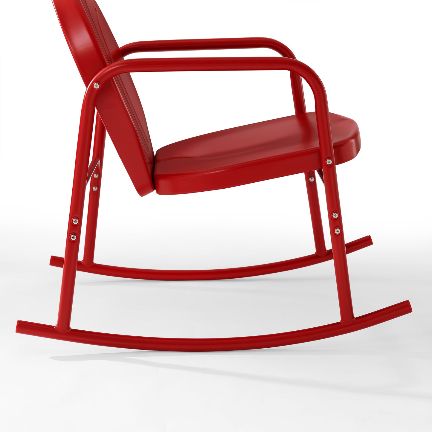 Griffith 3Pc Outdoor Metal Rocking Chair Set Bright Red Gloss - Side Table & 2 Rocking Chairs