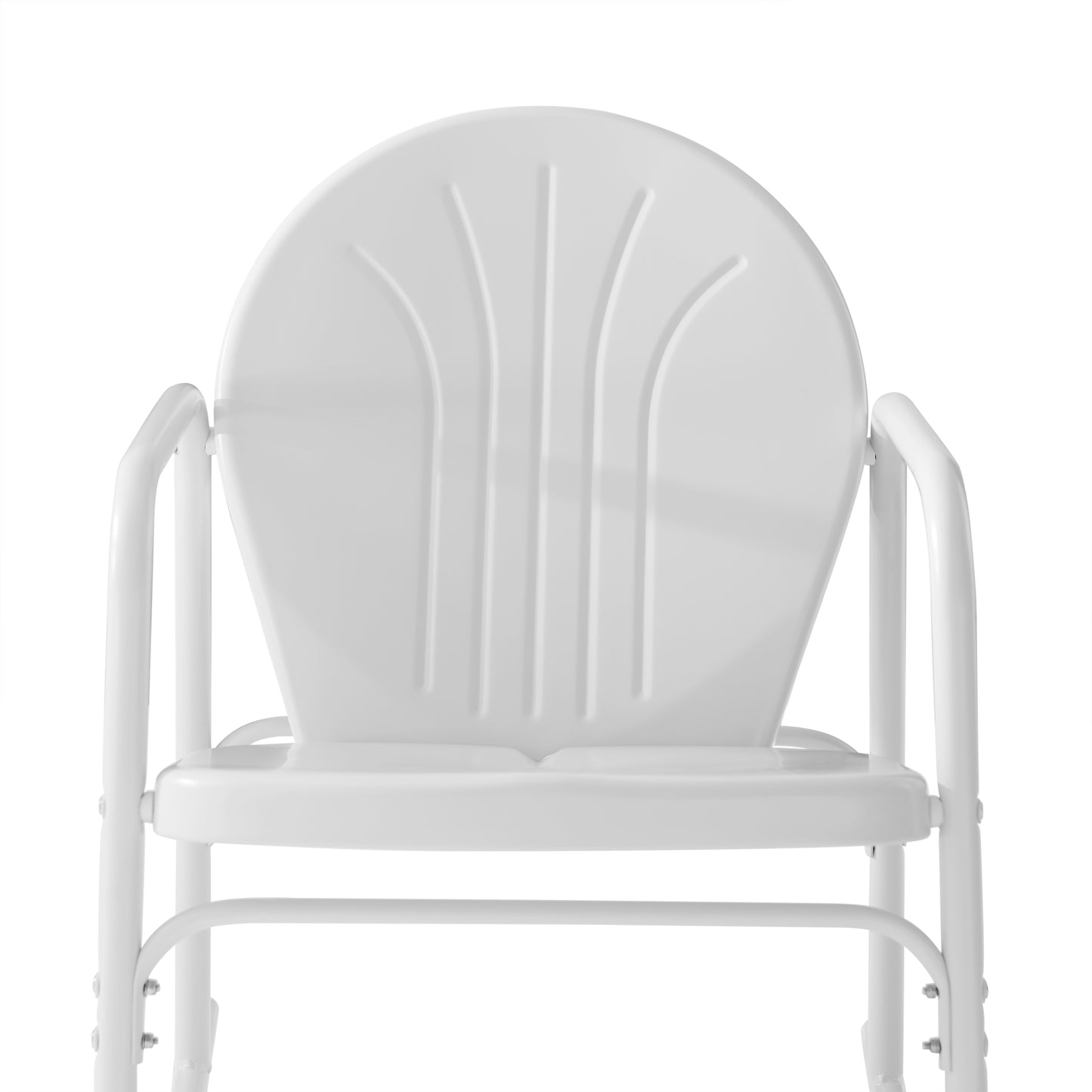 Griffith 3Pc Outdoor Metal Rocking Chair Set White Gloss/White Satin - Side Table & 2 Rocking Chairs