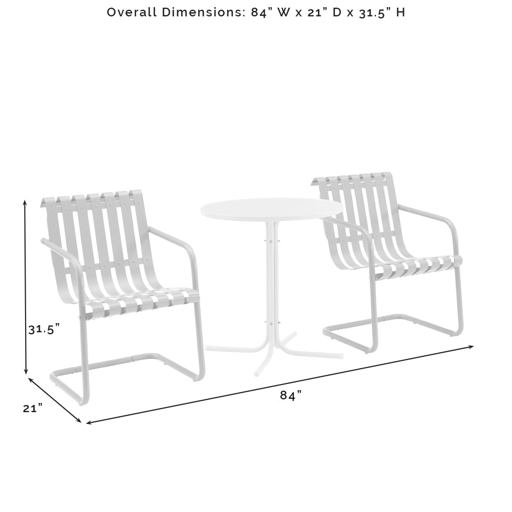 Gracie 3Pc Outdoor Metal Bistro Set Pastel Blue Satin/White Satin - Bistro Table & 2 Armchairs