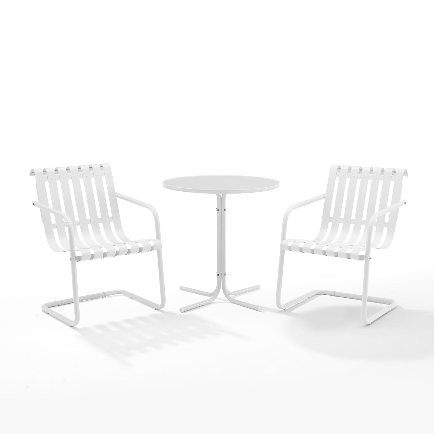 Gracie 3Pc Outdoor Metal Bistro Set White Satin - Bistro Table & 2 Armchairs