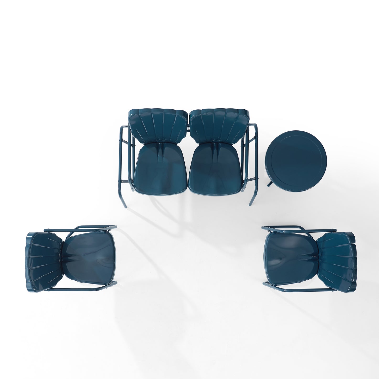 Ridgeland 4Pc Outdoor Metal Conversation Set Navy Gloss - Loveseat Glider, Side Table, & 2 Armchairs