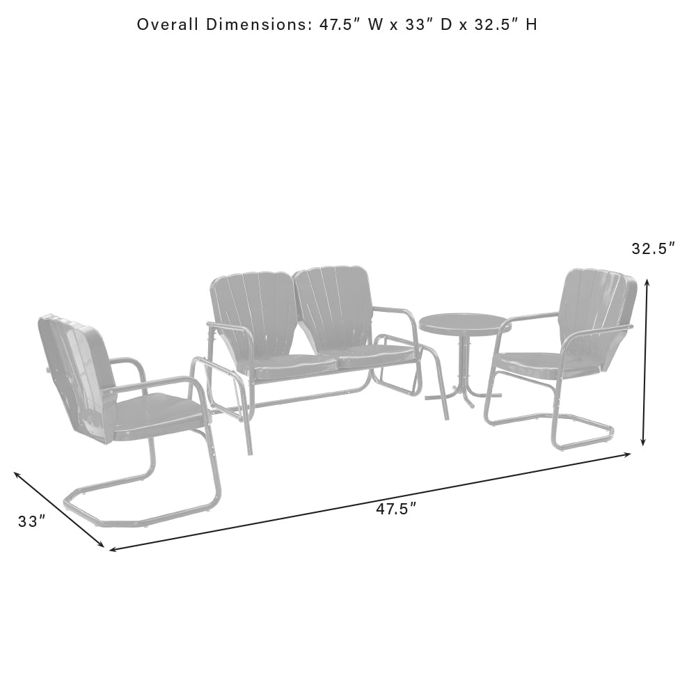 Ridgeland 4Pc Outdoor Metal Conversation Set Navy Gloss - Loveseat Glider, Side Table, & 2 Armchairs