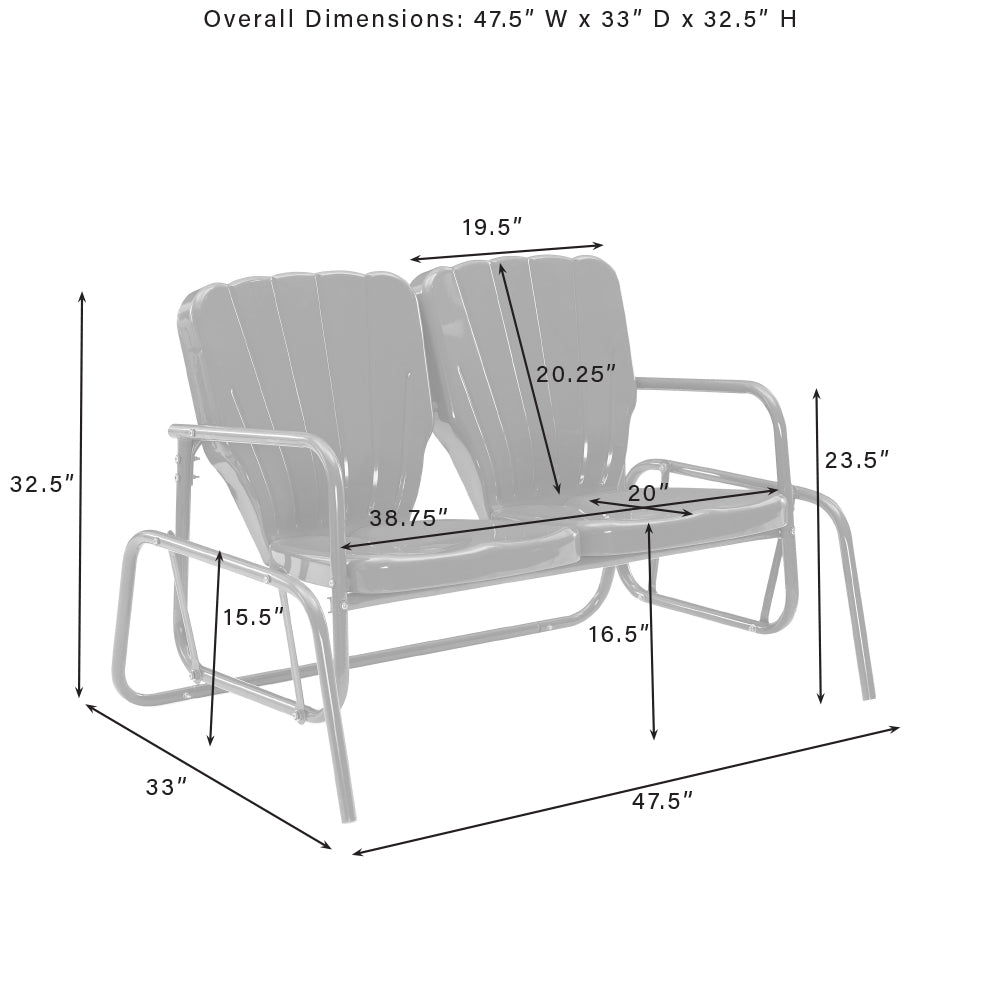 Ridgeland 4Pc Outdoor Metal Conversation Set Navy Gloss - Loveseat Glider, Side Table, & 2 Armchairs