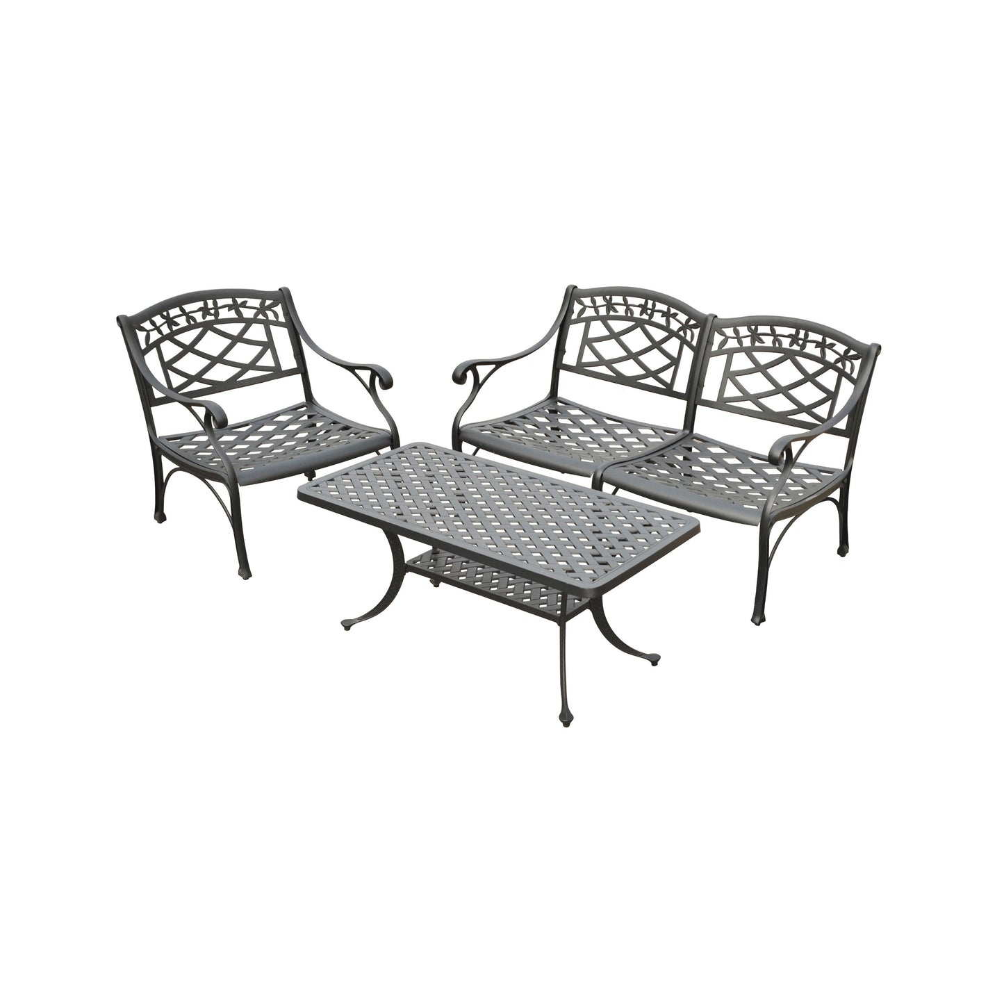 Sedona 3Pc Outdoor Conversation Set Black - Loveseat, Club Chair, & Coffee Table