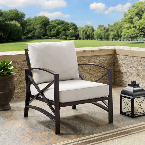 Kaplan Outdoor Metal Armchair Oatmeal/Oil Rubbed Bronze