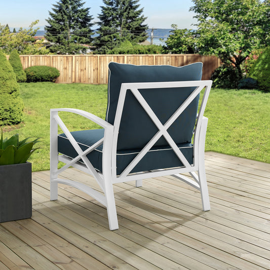 Kaplan Outdoor Metal Armchair Navy/White