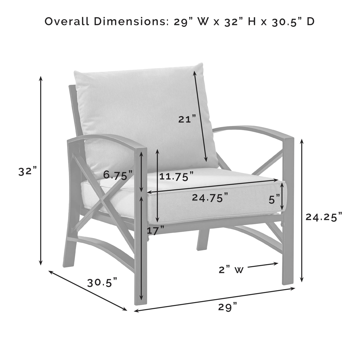 Kaplan Outdoor Metal Armchair Navy/White