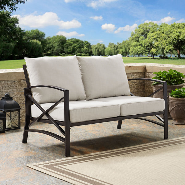 Kaplan Outdoor Metal Loveseat Oatmeal/Oil Rubbed Bronze