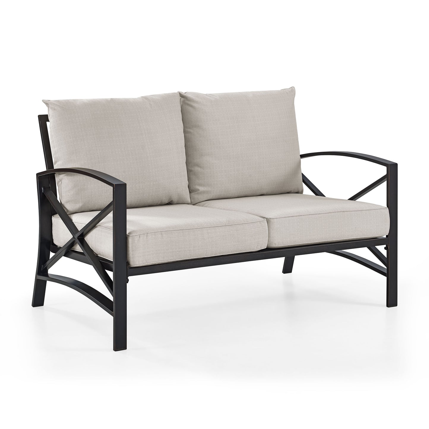 Kaplan Outdoor Metal Loveseat Oatmeal/Oil Rubbed Bronze