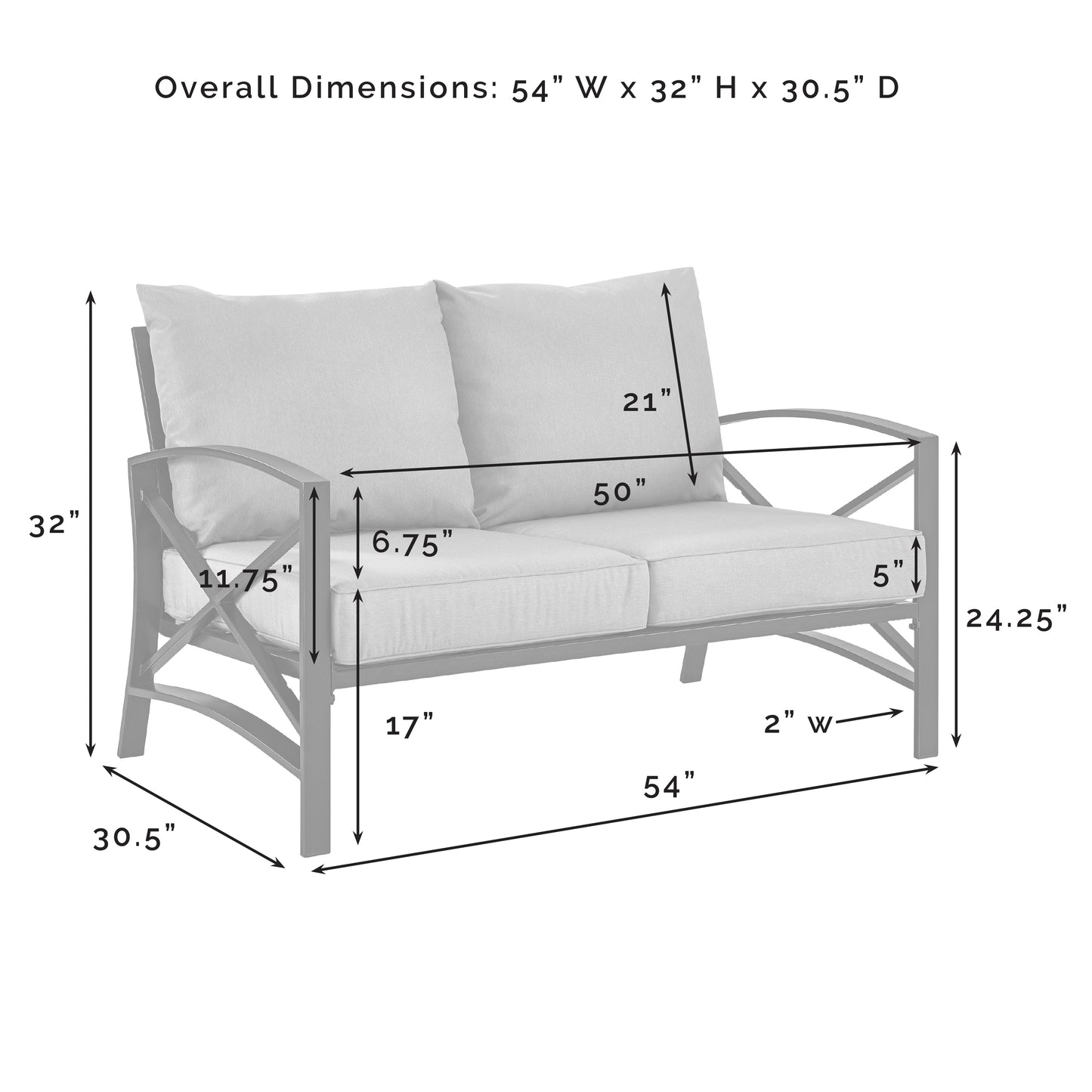 Kaplan Outdoor Metal Loveseat Oatmeal/Oil Rubbed Bronze