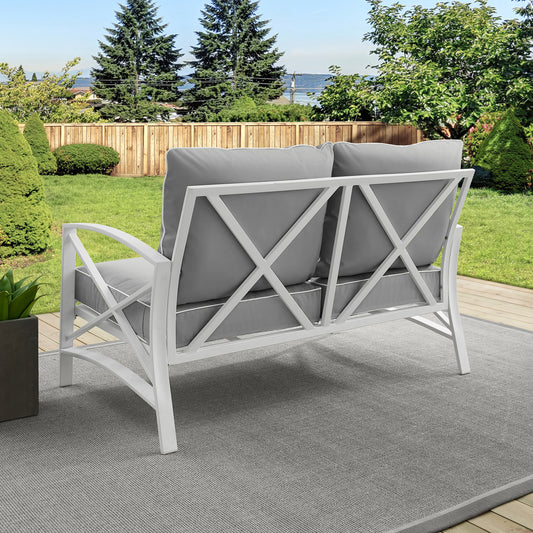 Kaplan Outdoor Metal Loveseat Gray/White