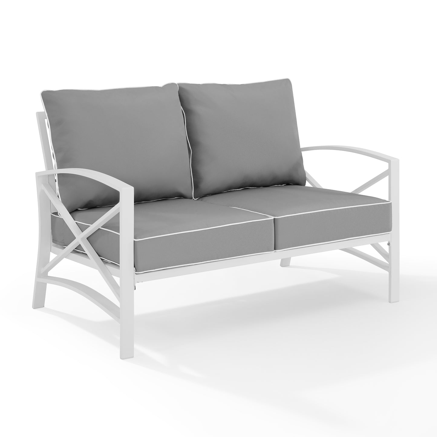 Kaplan Outdoor Metal Loveseat Gray/White