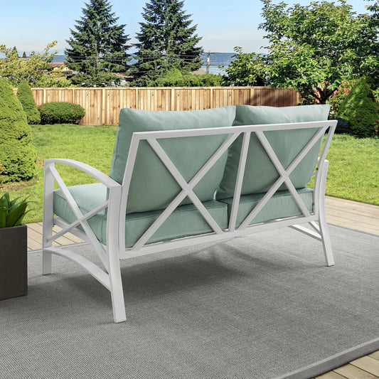 Kaplan Outdoor Metal Loveseat Mist/White