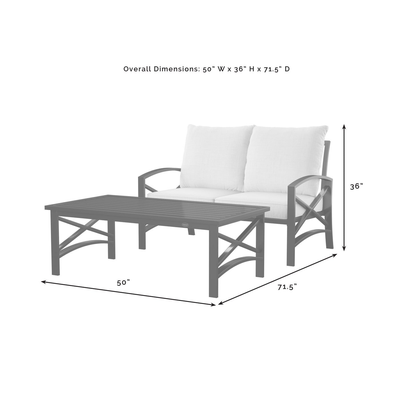 Kaplan 2Pc Outdoor Metal Conversation Set Navy/White - Loveseat & Coffee Table