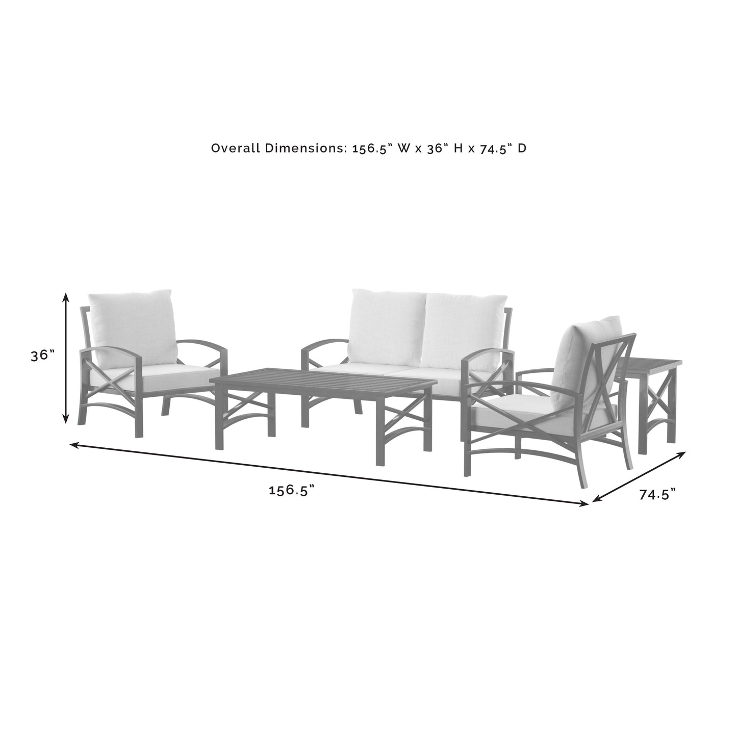 Kaplan 5Pc Outdoor Metal Conversation Set Oatmeal/Oil Rubbed Bronze - Loveseat, Coffee Table, Side Table, & 2 Armchairs