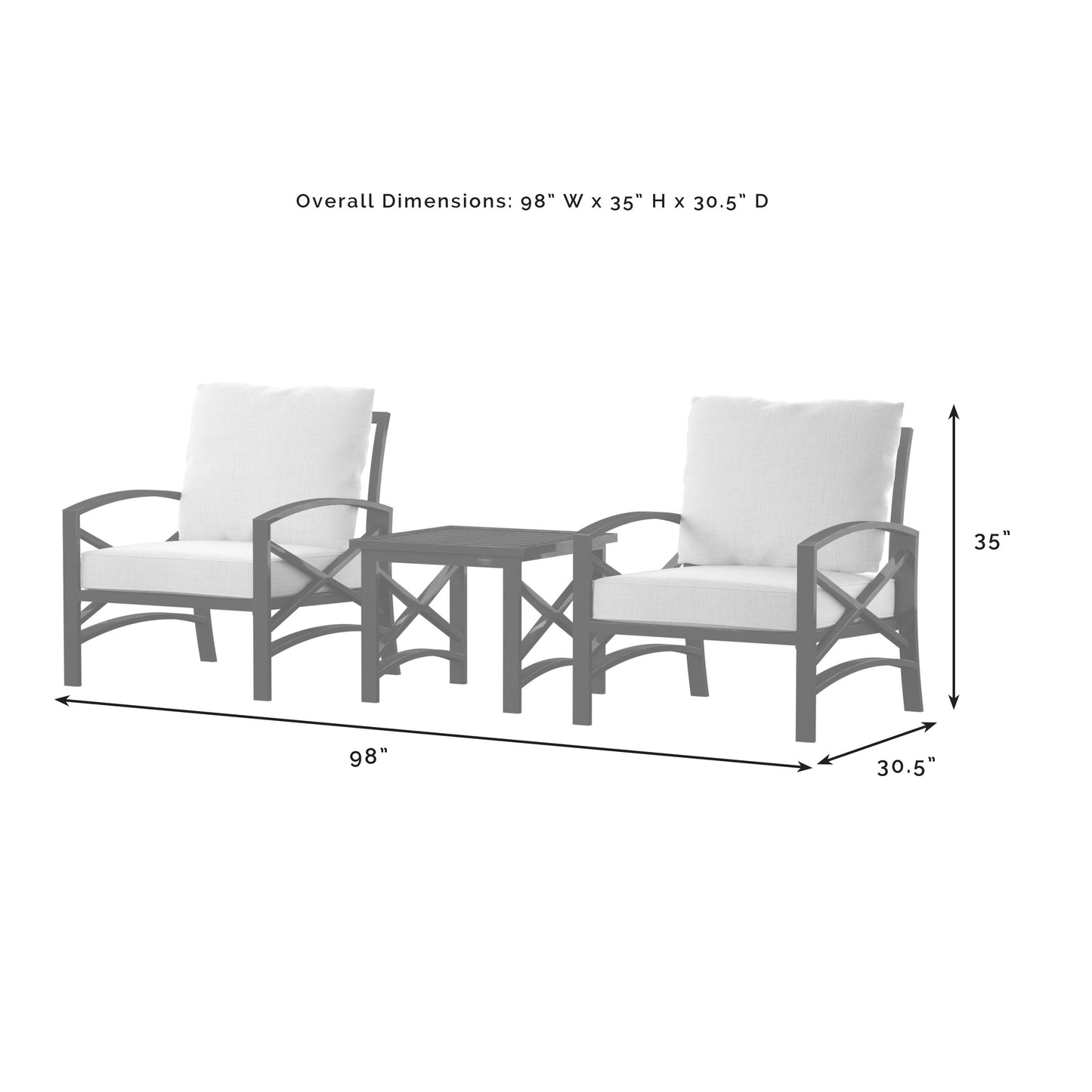 Kaplan 3Pc Outdoor Metal Armchair Set Oatmeal/Oil Rubbed Bronze - Side Table & 2 Chairs