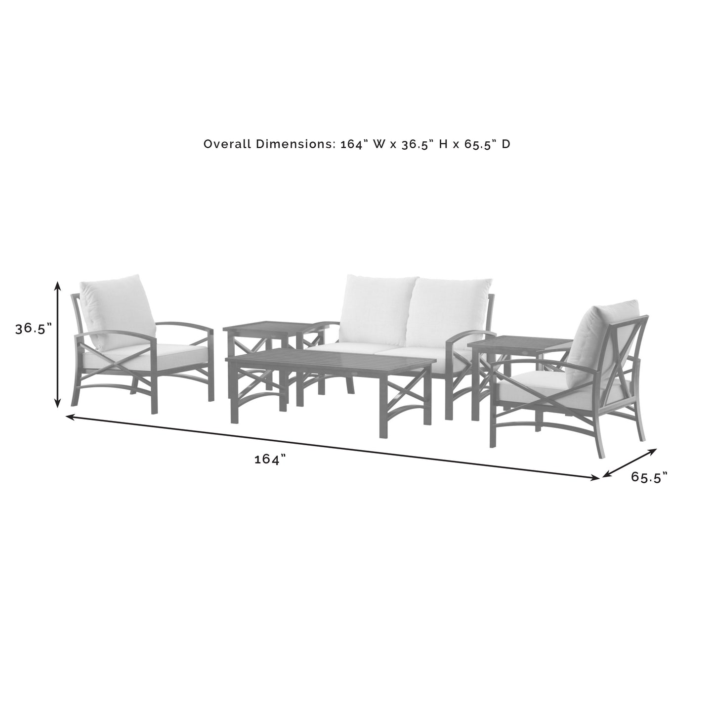 Kaplan 6Pc Outdoor Metal Conversation Set Mist/Oil Rubbed Bronze - Loveseat, Coffee Table, 2 Armchairs, & 2 Side Tables