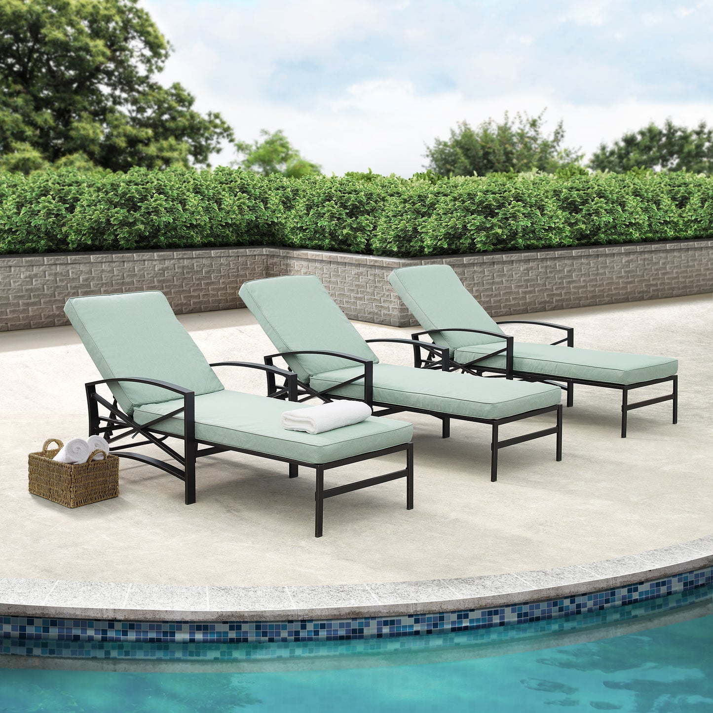 Kaplan Outdoor Metal Chaise Lounge Mist/Oil Rubbed Bronze