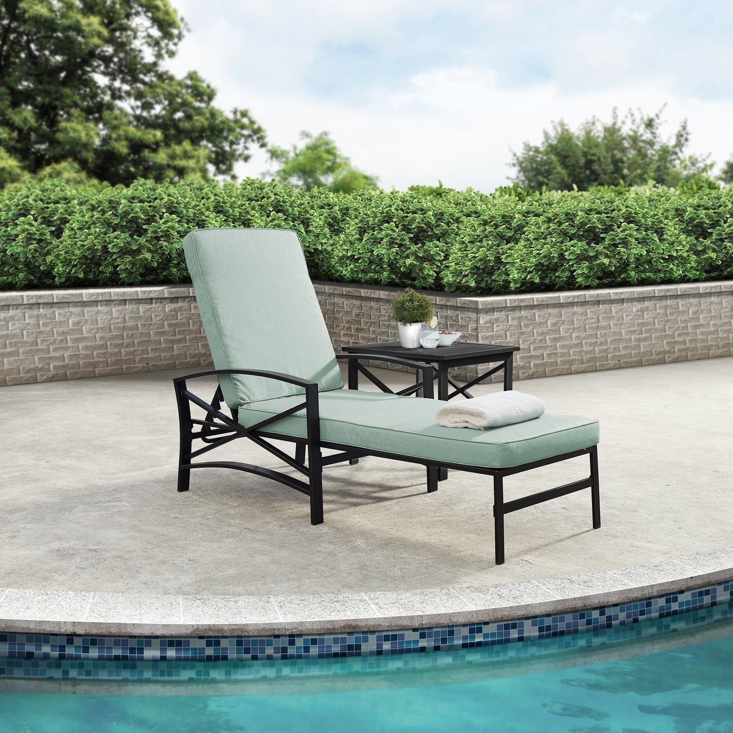 Kaplan Outdoor Metal Chaise Lounge Mist/Oil Rubbed Bronze