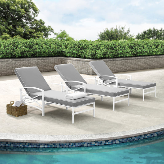 Kaplan Outdoor Metal Chaise Lounge Gray/White