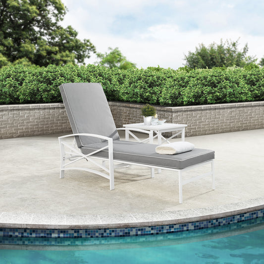 Kaplan Outdoor Metal Chaise Lounge Gray/White