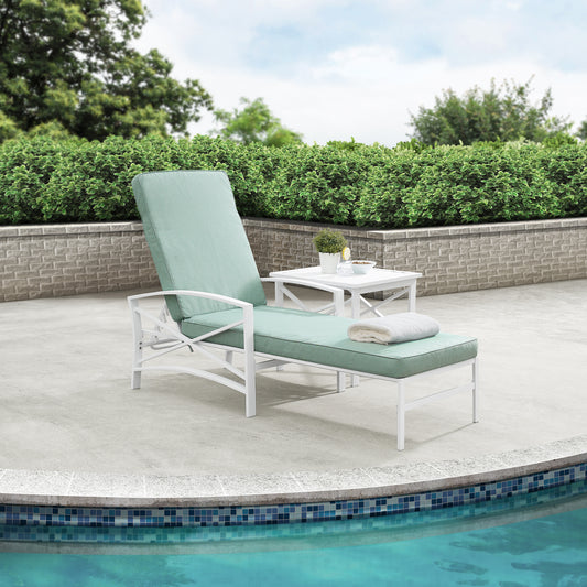 Kaplan Outdoor Metal Chaise Lounge Mist/White