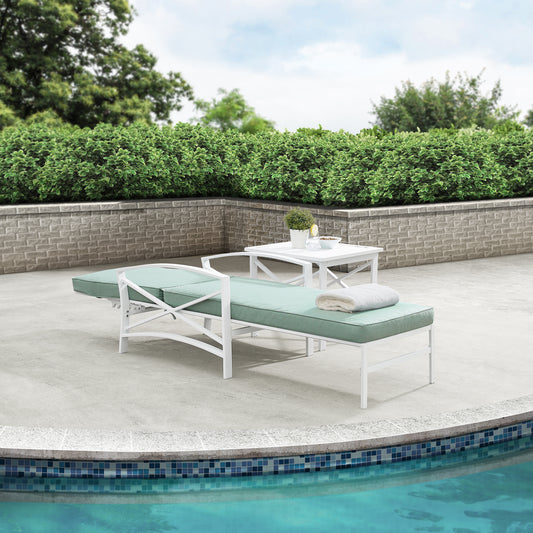 Kaplan Outdoor Metal Chaise Lounge Mist/White