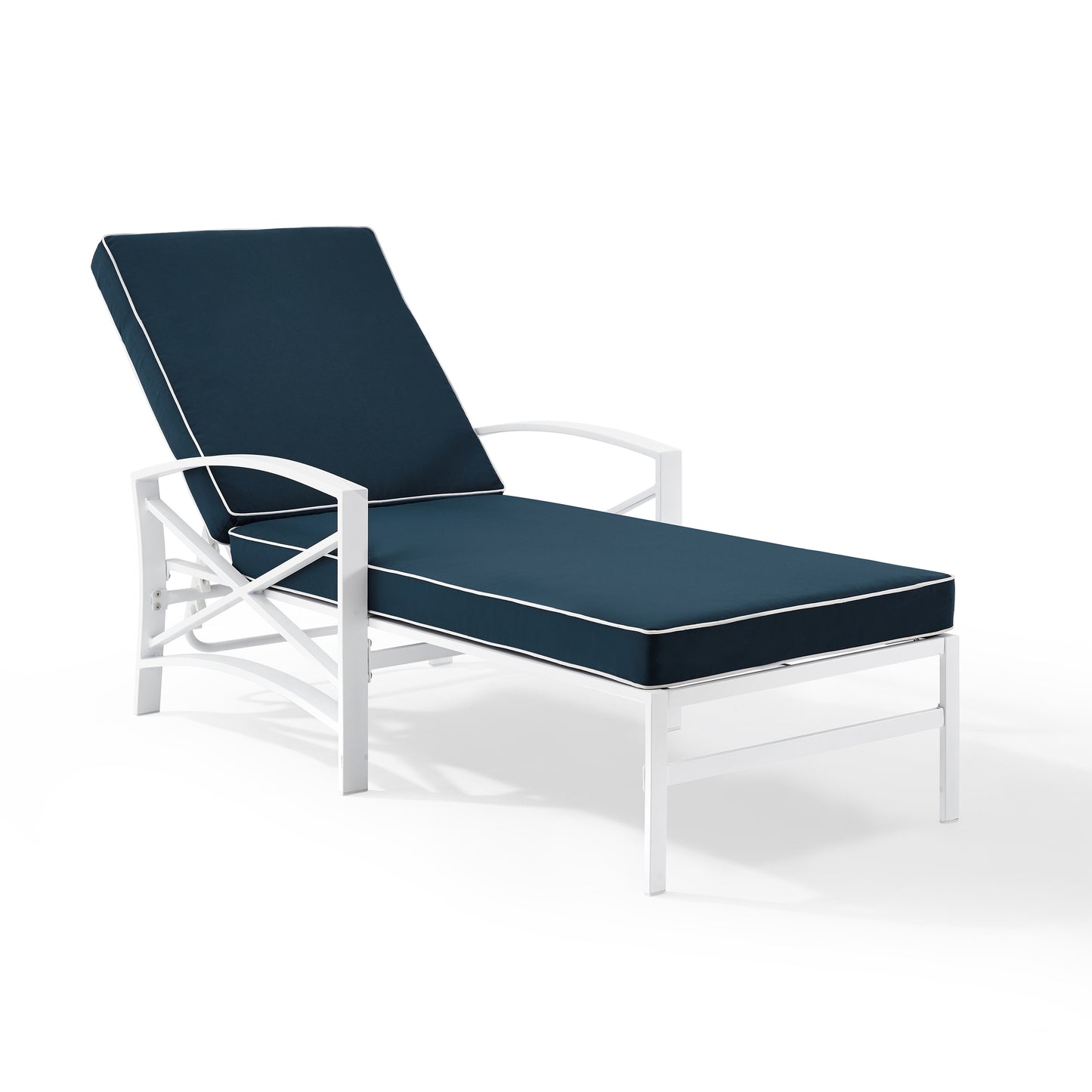 Kaplan Outdoor Metal Chaise Lounge Navy/White