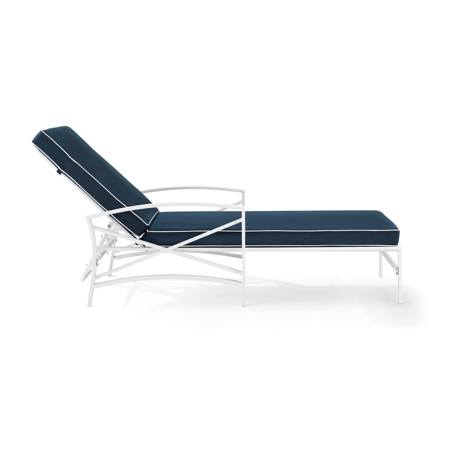 Kaplan Outdoor Metal Chaise Lounge Navy/White