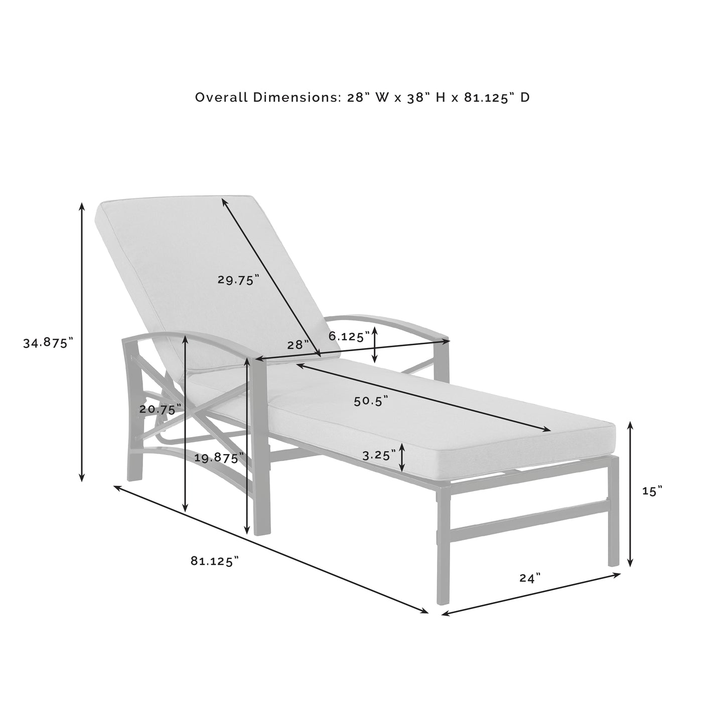 Kaplan Outdoor Metal Chaise Lounge Navy/White