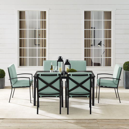 Kaplan 7Pc Outdoor Metal Dining Set Mist/Oil Rubbed Bronze - Table & 6 Chairs