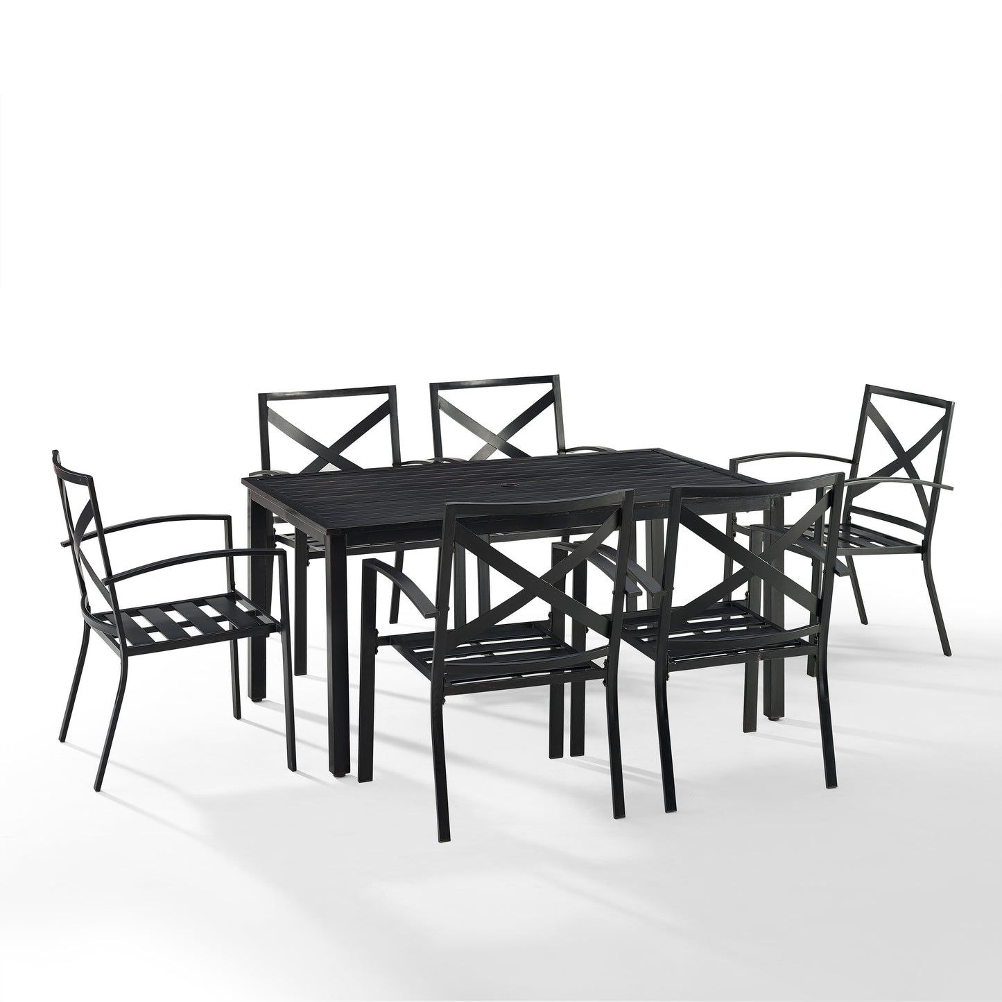 Kaplan 7Pc Outdoor Metal Dining Set Mist/Oil Rubbed Bronze - Table & 6 Chairs