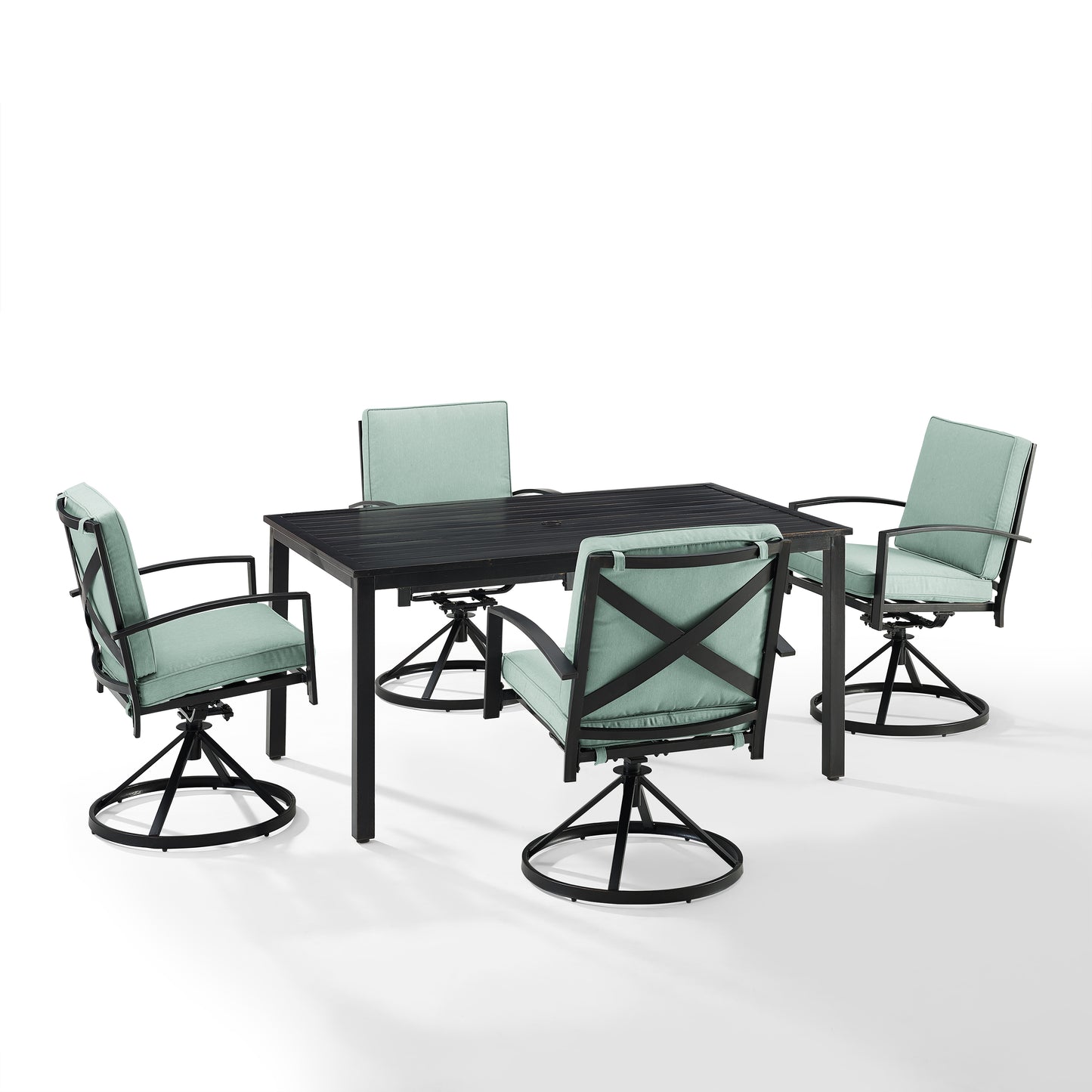 Kaplan 5Pc Outdoor Metal Dining Set Mist/Oil Rubbed Bronze - Table & 4 Swivel Chairs