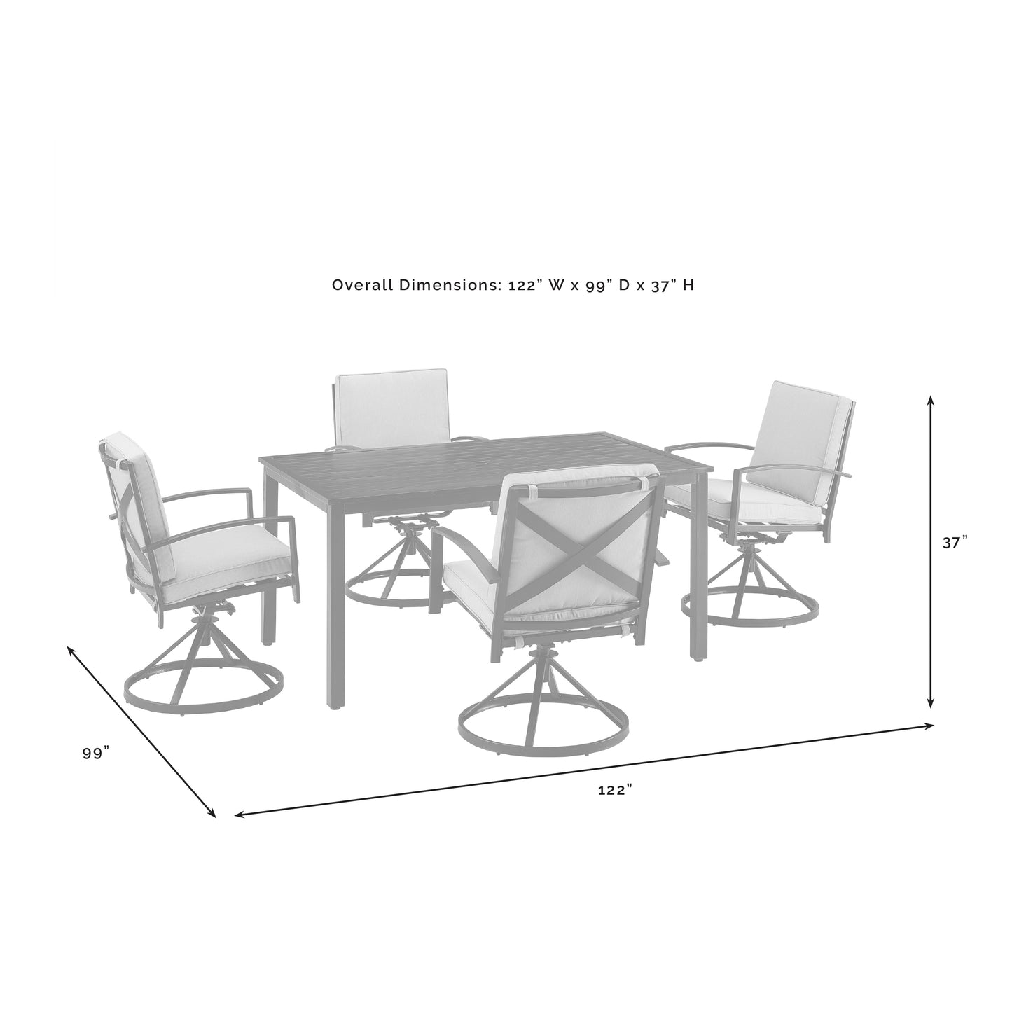 Kaplan 5Pc Outdoor Metal Dining Set Mist/Oil Rubbed Bronze - Table & 4 Swivel Chairs