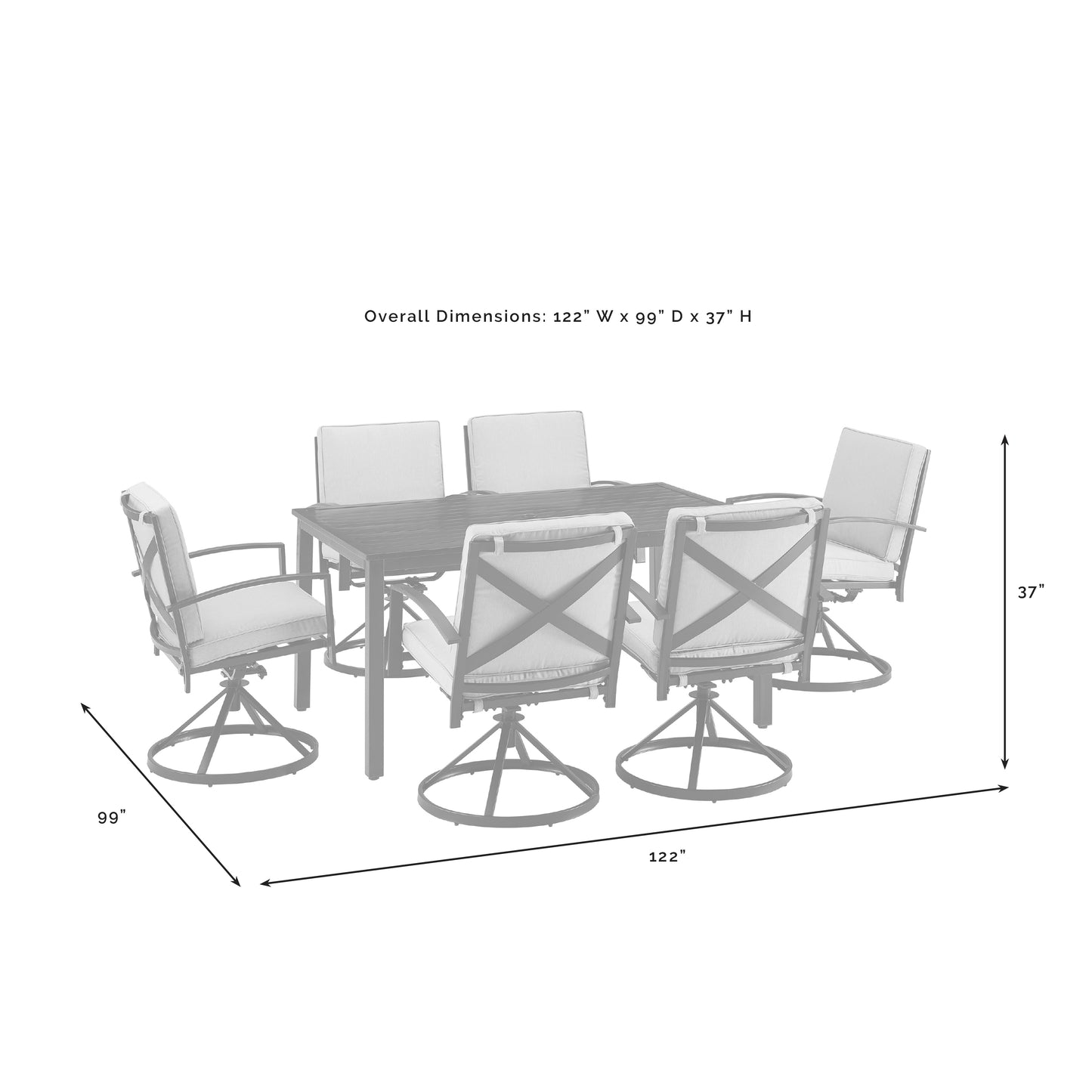 Kaplan 7Pc Outdoor Metal Dining Set Oatmeal/Oil Rubbed Bronze - Table & 6 Swivel Chairs