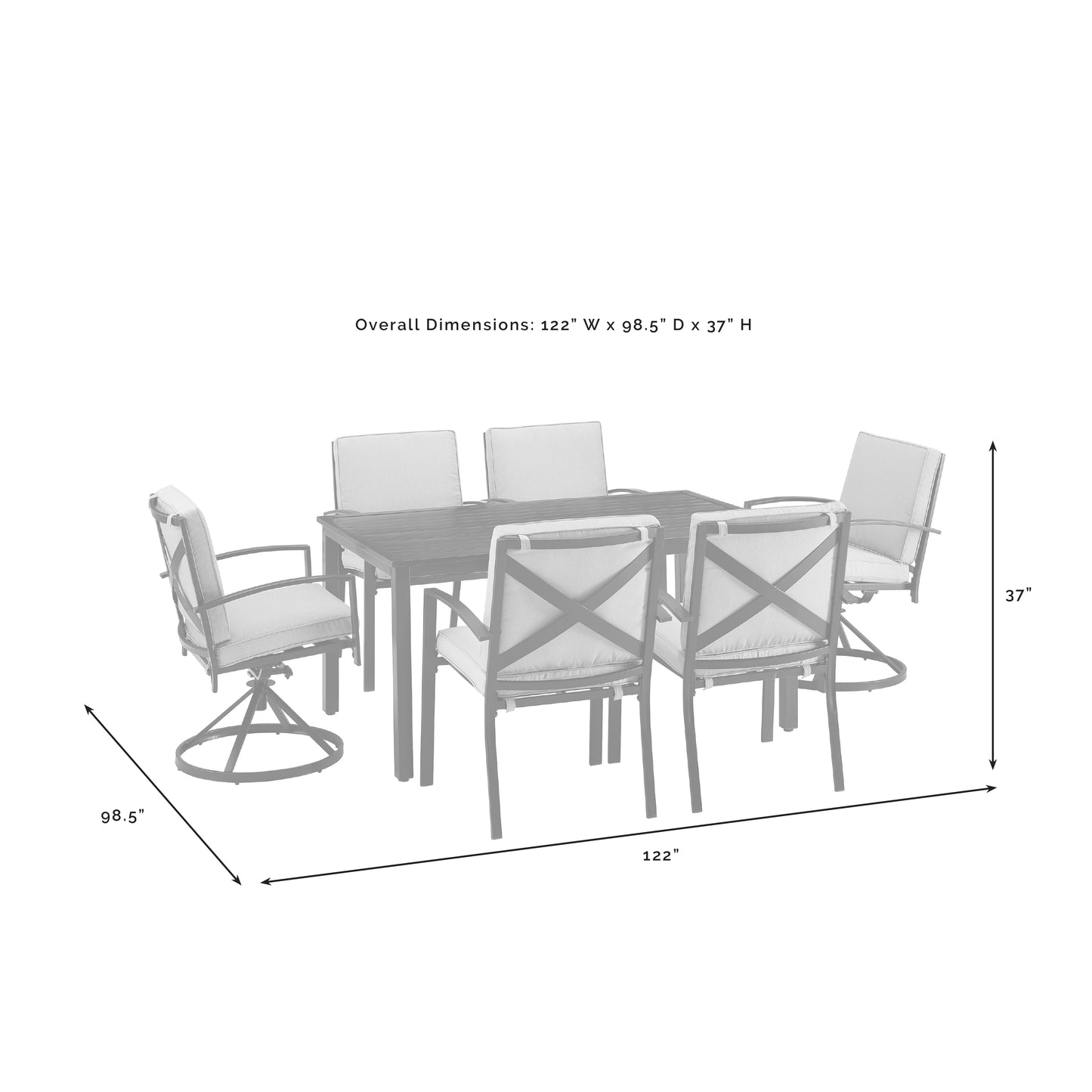 Kaplan 7Pc Outdoor Metal Dining Set Oatmeal/Oil Rubbed Bronze - Table, 2 Swivel Chairs, & 4 Regular Chairs