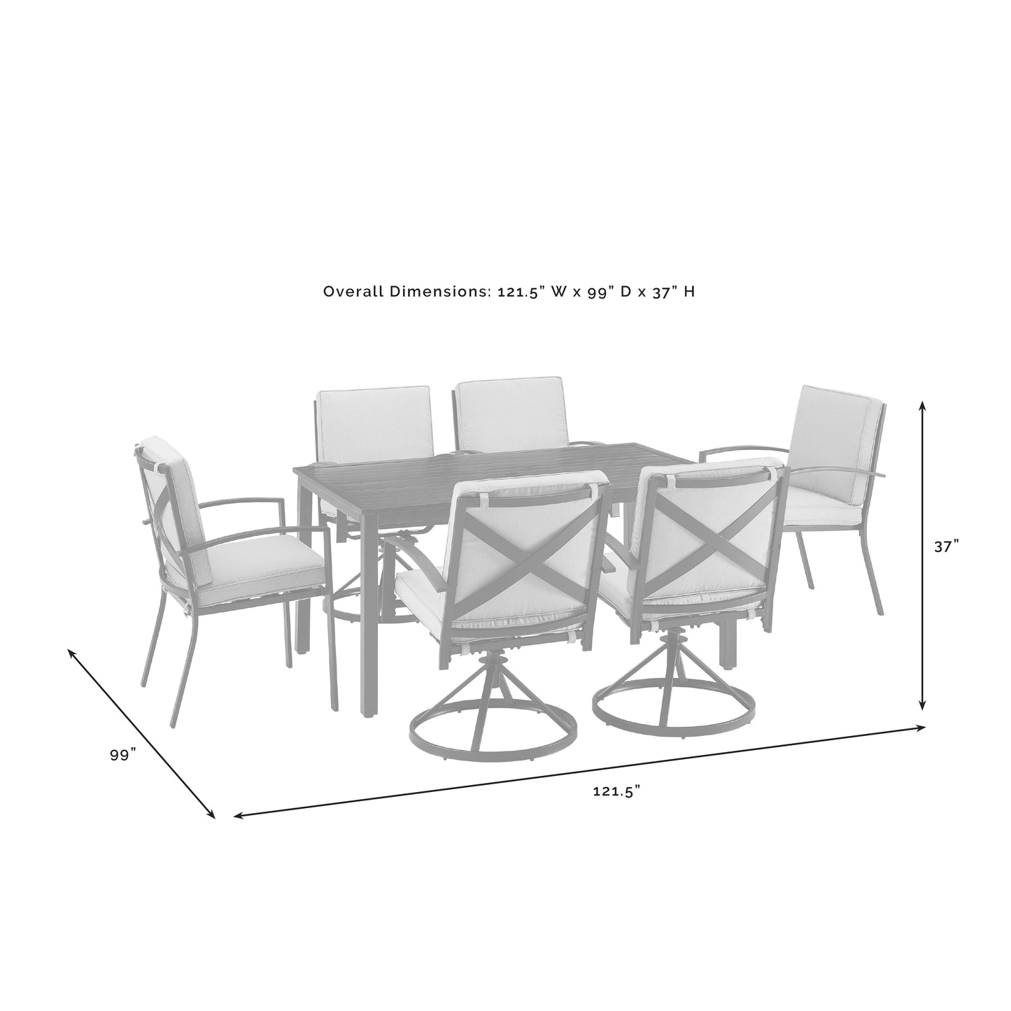 Kaplan 7Pc Outdoor Metal Dining Set Mist/Oil Rubbed Bronze - Table, 4 Swivel Chairs, & 2 Regular Chairs