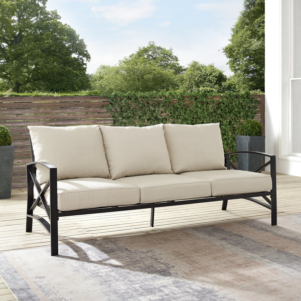 Kaplan Outdoor Metal Sofa Oatmeal/Oil Rubbed Bronze