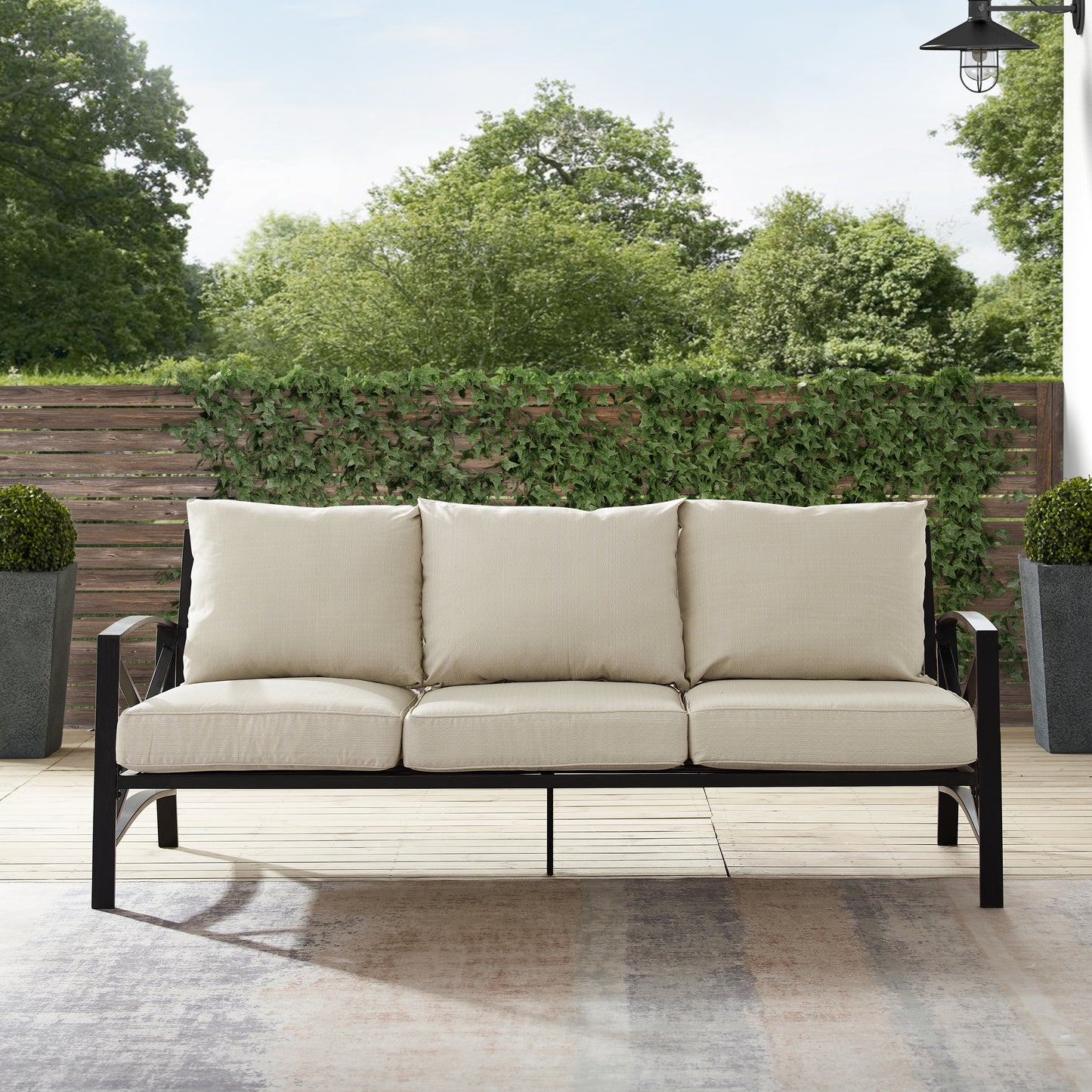 Kaplan Outdoor Metal Sofa Oatmeal/Oil Rubbed Bronze