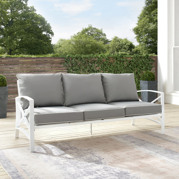 Kaplan Outdoor Metal Sofa Gray/White