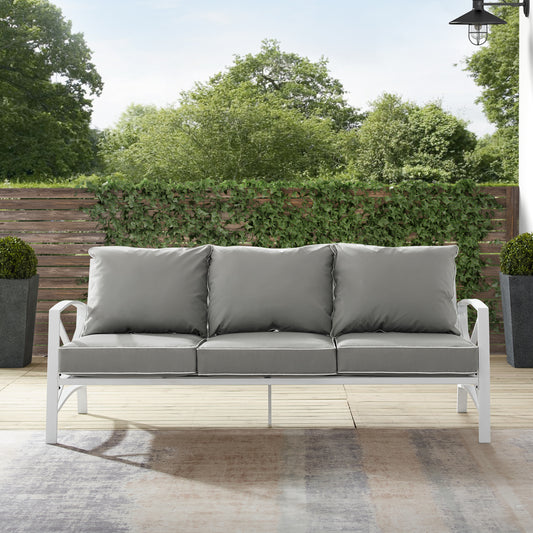 Kaplan Outdoor Metal Sofa Gray/White